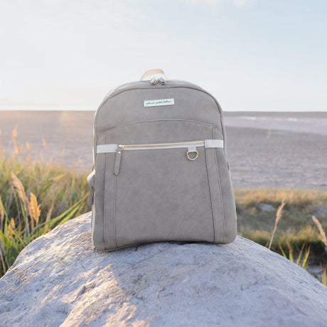 2-in-1 Provisions Diaper Bag Backpack in Grey Matte Leatherette by Petunia Pickle Bottom