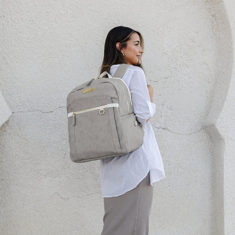 2-in-1 Provisions Diaper Bag Backpack in Grey Matte Leatherette by Petunia Pickle Bottom
