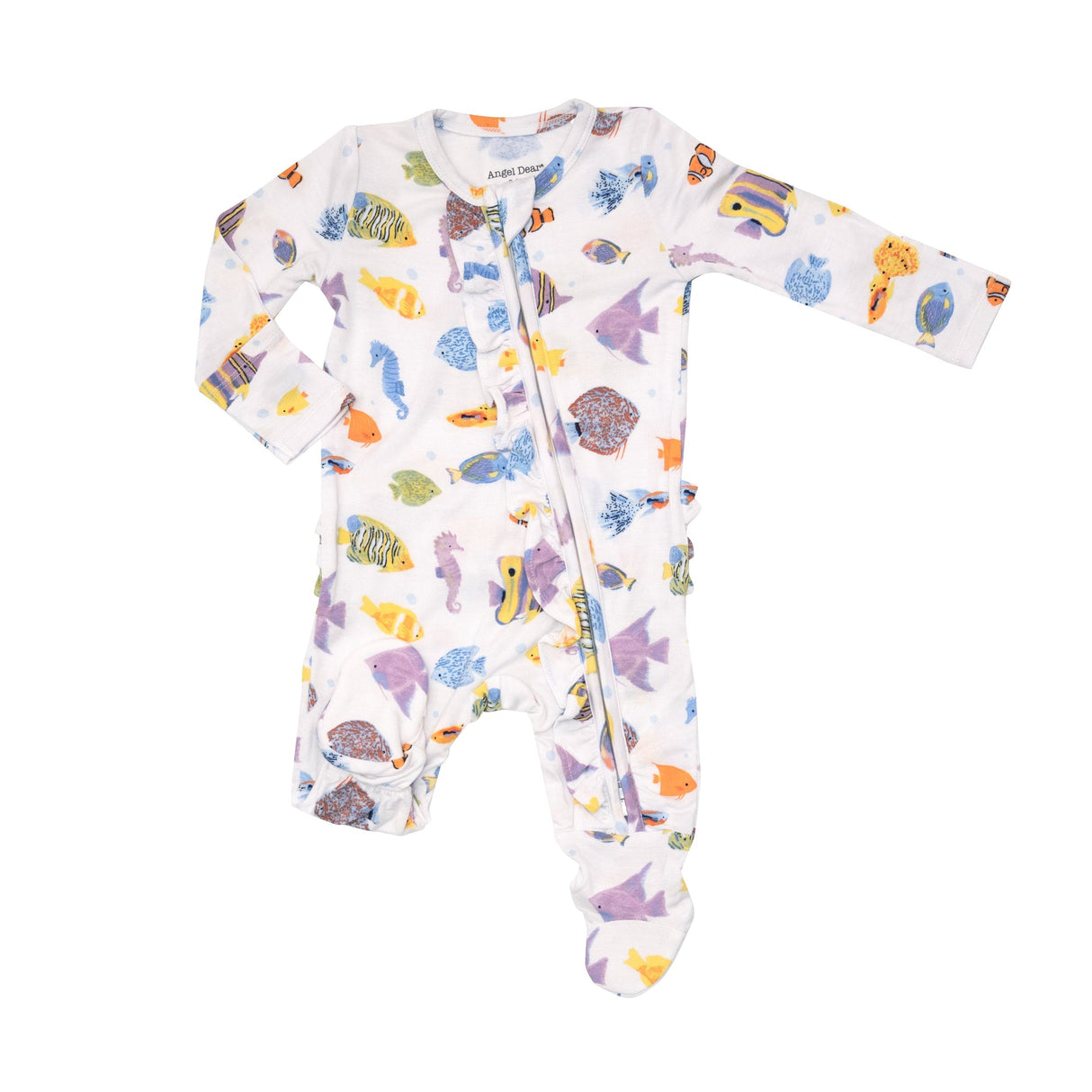 2-Way Ruffle Back Zipper Footie in Tropical Reef Fish by Angel Dear