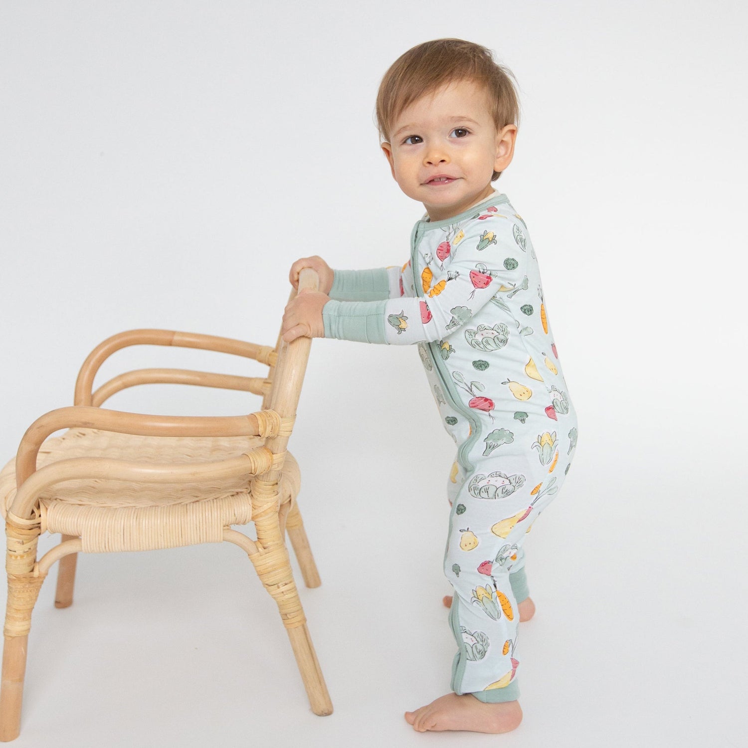 2-Way Zipper Romper - Watercolor Baby Veggies by Angel Dear