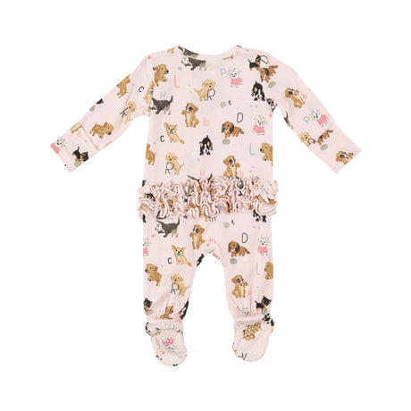 2-Way Zipper Ruffle Back Footie - Puppy Alphabet by Angel Dear