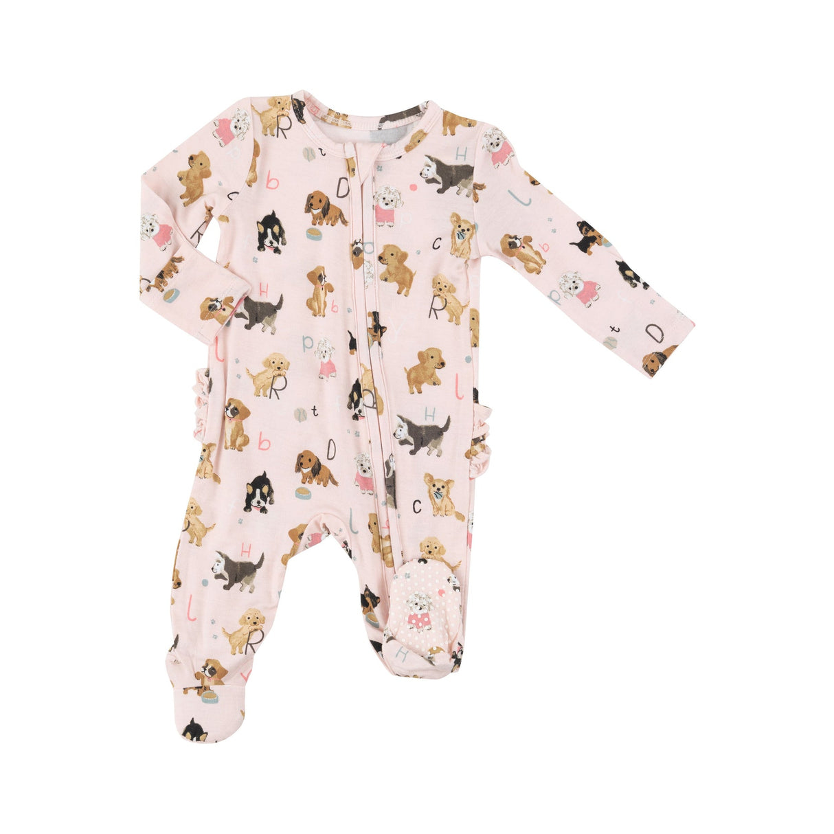 2-Way Zipper Ruffle Back Footie - Puppy Alphabet by Angel Dear