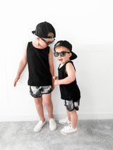 Boys Swim Short - Monochrome Watercolor by Little Bipsy