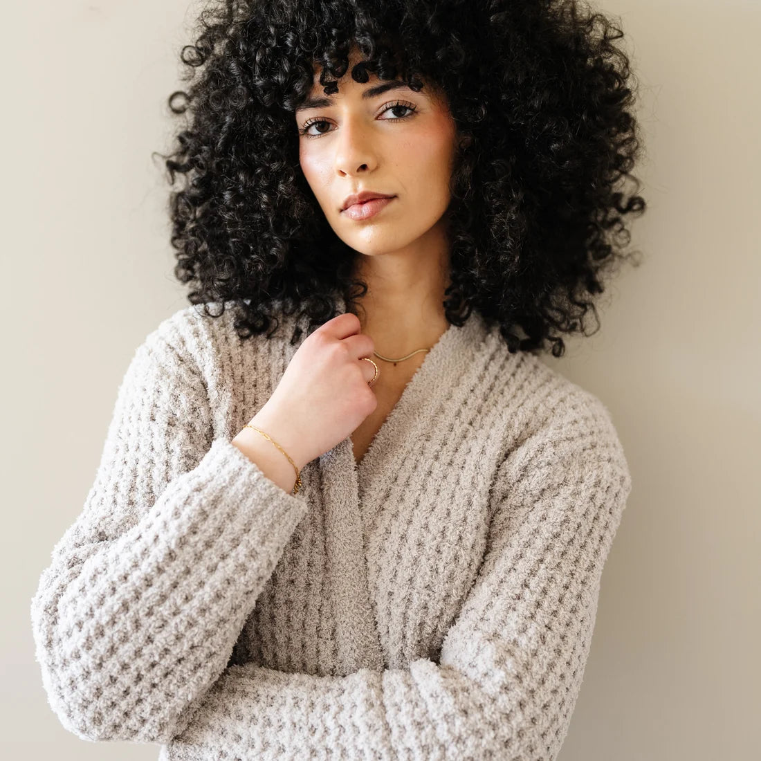 Waffle Knit Robe- Oatmeal by Saranoni