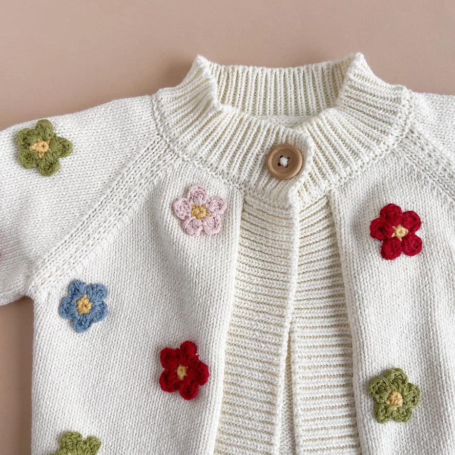 Cotton Flower Cardigan Color Baby Sweater Spring Summer by The Blueberry Hill