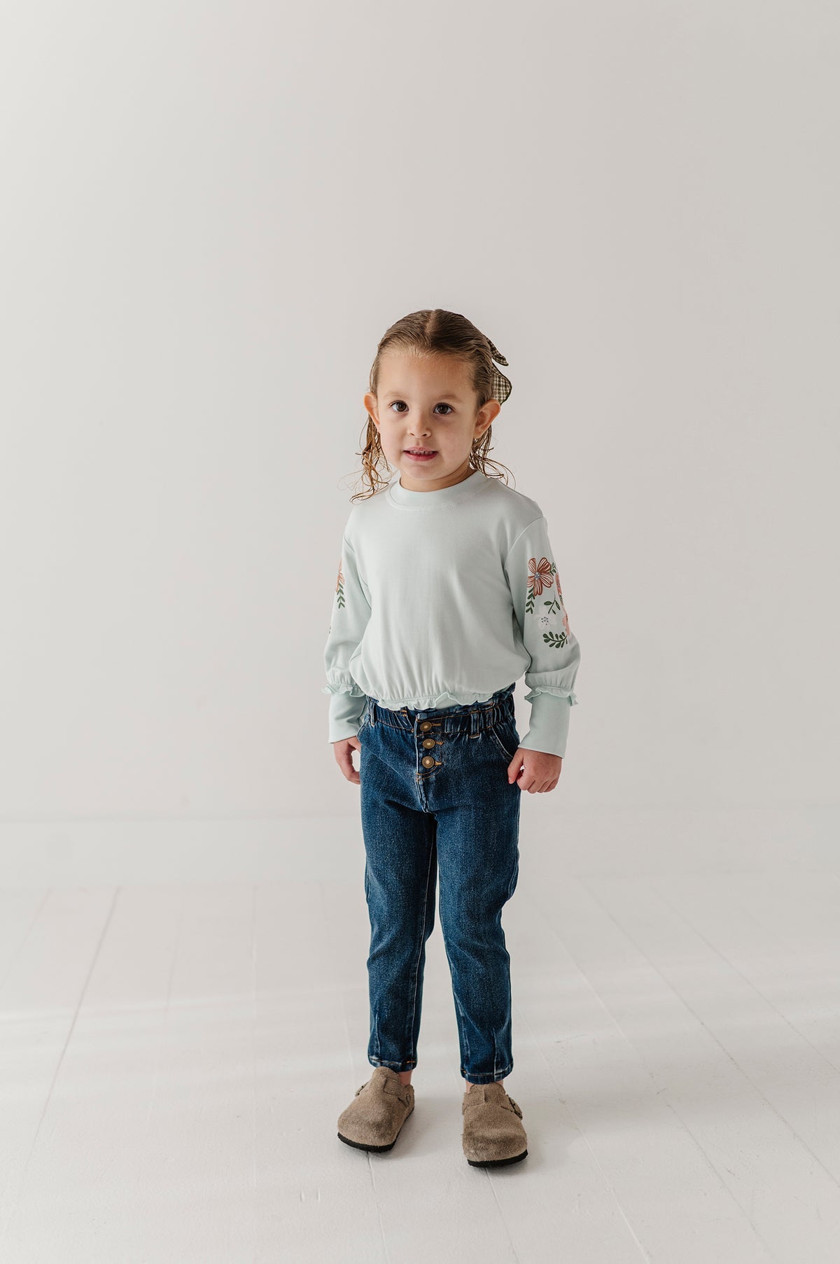 Girls Paperbag Denim Pants- Dark Blue Wash by Babysprouts
