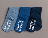 Colby - Non-Slip Baby Socks in Light Blue, Cobalt, Navy by squid socks