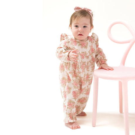 Ruffle Sleeve Romper- Heirloom Bouquets by Angel Dear