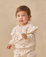 Ruffle Fleece Sweatshirt || Blue Daisy by Quincy Mae