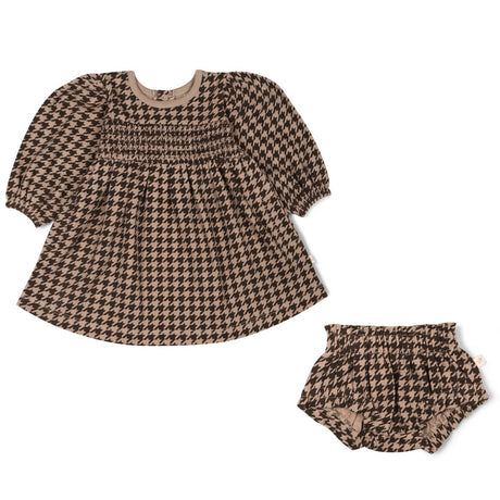 Organic Smocked Dress - Houndstooth by Makemake