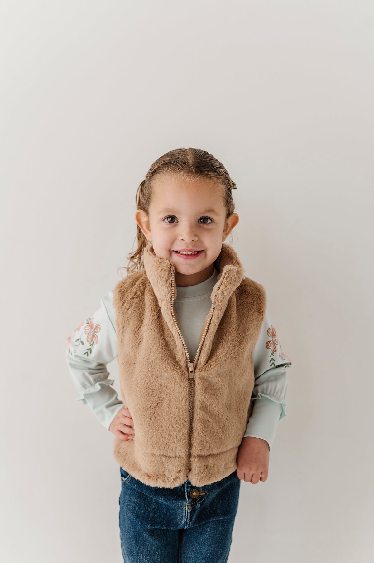 Girls Fur Vest- Beige by Babysprouts