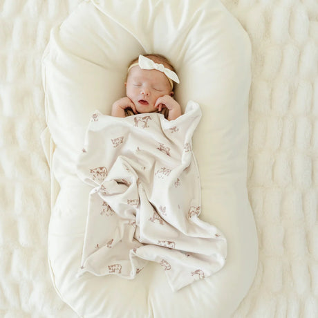 Minky Stretch Mini Blanket- Farm Animals by Saranoni