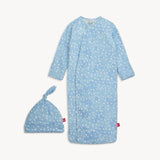 blue doeskin modal magnetic cozy sleeper gown + hat set by magnetic me