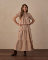 Women's Tiered Midi Skirt || Fawn Gingham by Rylee + Cru