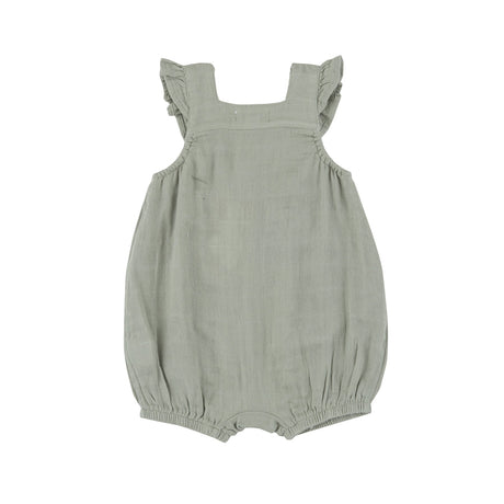 Smocked Front Overall Shortie - Desert Sage Solid Muslin by Angel Dear