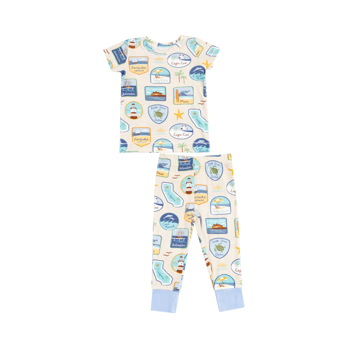 Short Sleeve Loungewear Set - Beach Patches by Angel Dear