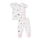 Short Sleeve Loungewear Set- Cute Farm Animals Pink by Angel Dear