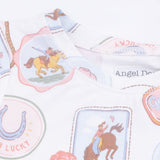 Short Sleeve Loungewear Set- Rodeo Patches Pink by Angel Dear