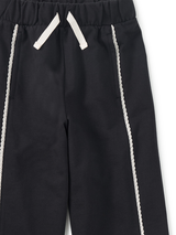 Lace Trim Track Pants- Jet Black by Tea Collection