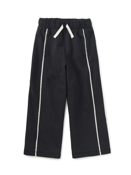 Lace Trim Track Pants- Jet Black by Tea Collection