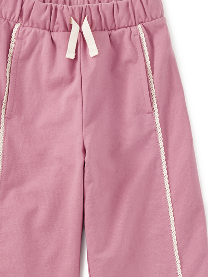 Lace Trim Track Pants- Hydrangea by Tea Collection