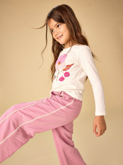 Lace Trim Track Pants- Hydrangea by Tea Collection