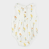Daffodil Print on Ribbed Off-White Romper by Petit Lem
