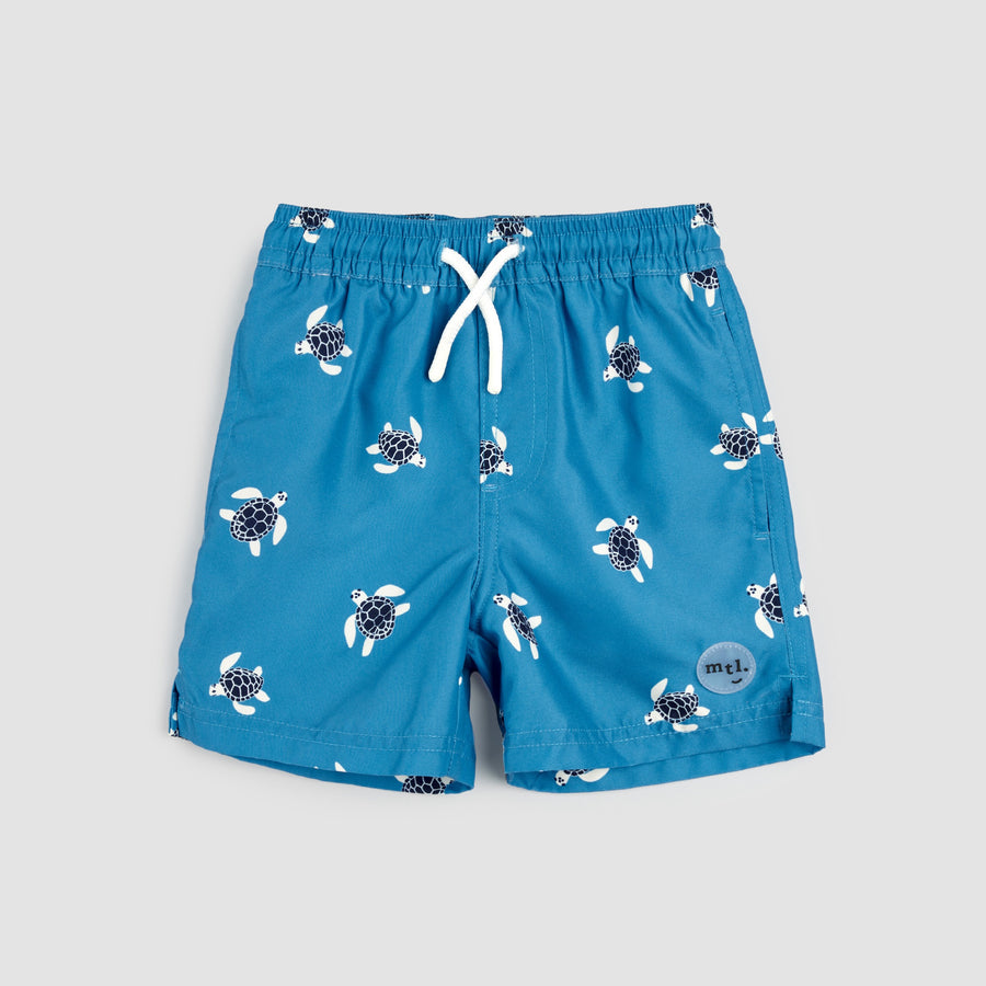 Sea Turtles Print on Bluejay Swim Trunks by miles the label.
