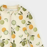 Citrus Print on Antique White Long-Sleeve One-Piece Swimsuit by Petit Lem