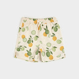 Citrus Print on Antique White Swim Trunks by Petit Lem