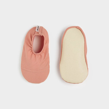 Fiery Coral Ribbed Swim Slippers by Petit Lem