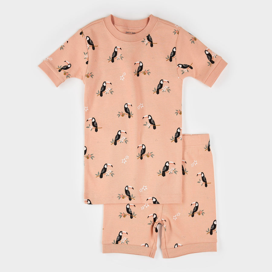 Toucan Print on Papaya Summer Sleep Set by Petit Lem