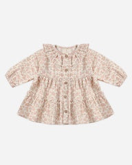 Ruffle Collar Button Dress || Pink Blossom by Quincy Mae