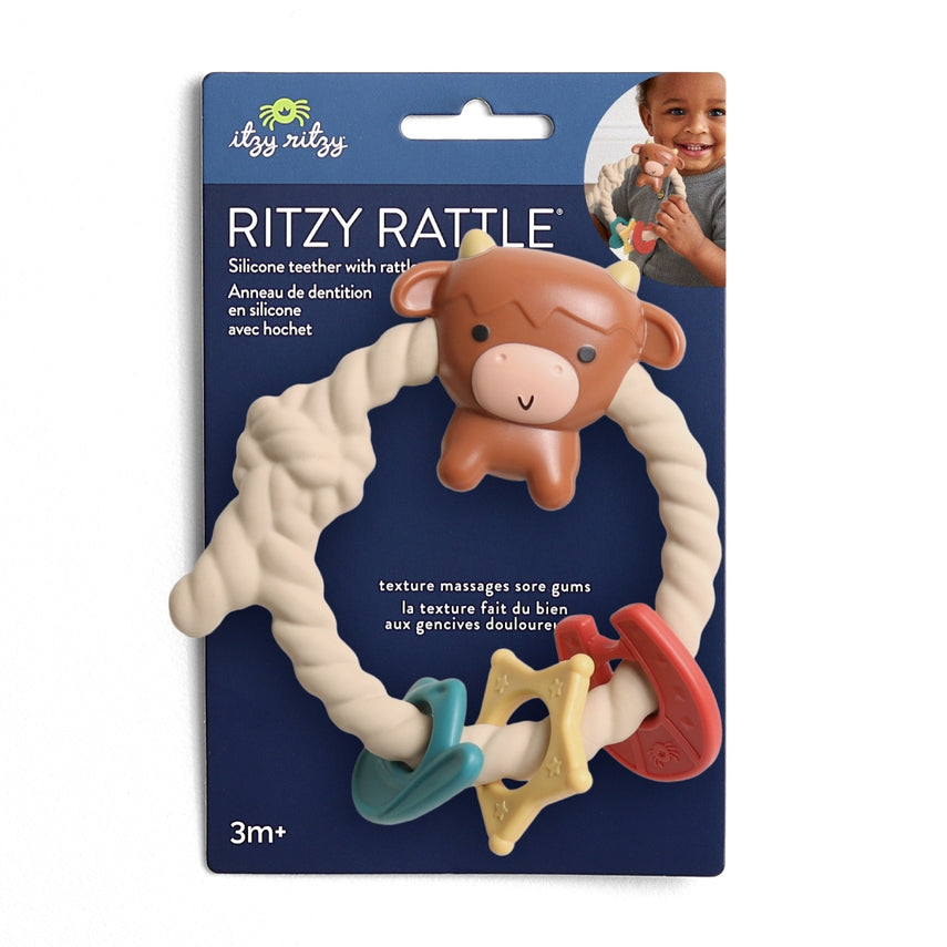 Ritzy Rattle Silicone Teether- Highland Cow by Itzy Ritzy