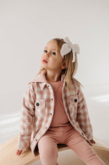 Hooded Shacket- Misty Rose Plaid by babysprouts