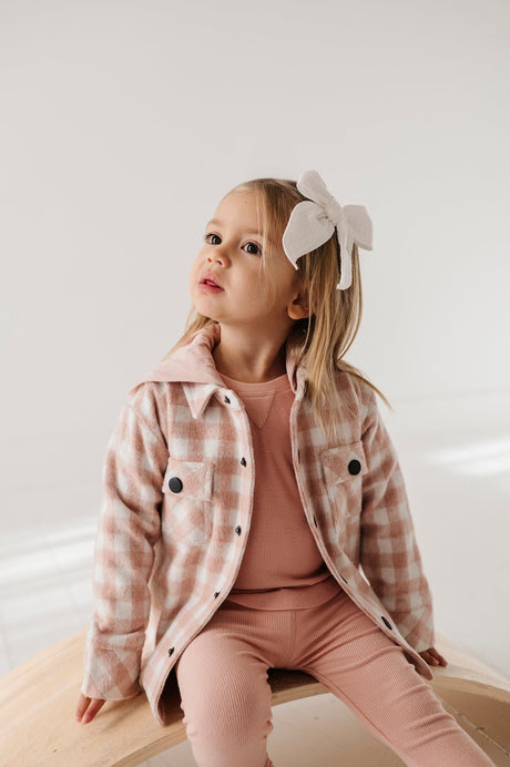 Hooded Shacket- Misty Rose Plaid by babysprouts