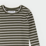 Farm Green Striped Modal Rib PJ Set by Petit Lem