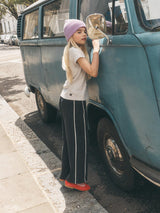Lace Trim Track Pants- Jet Black by Tea Collection