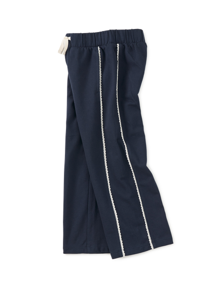 Lace Trim Track Pants- Indigo by Tea Collection