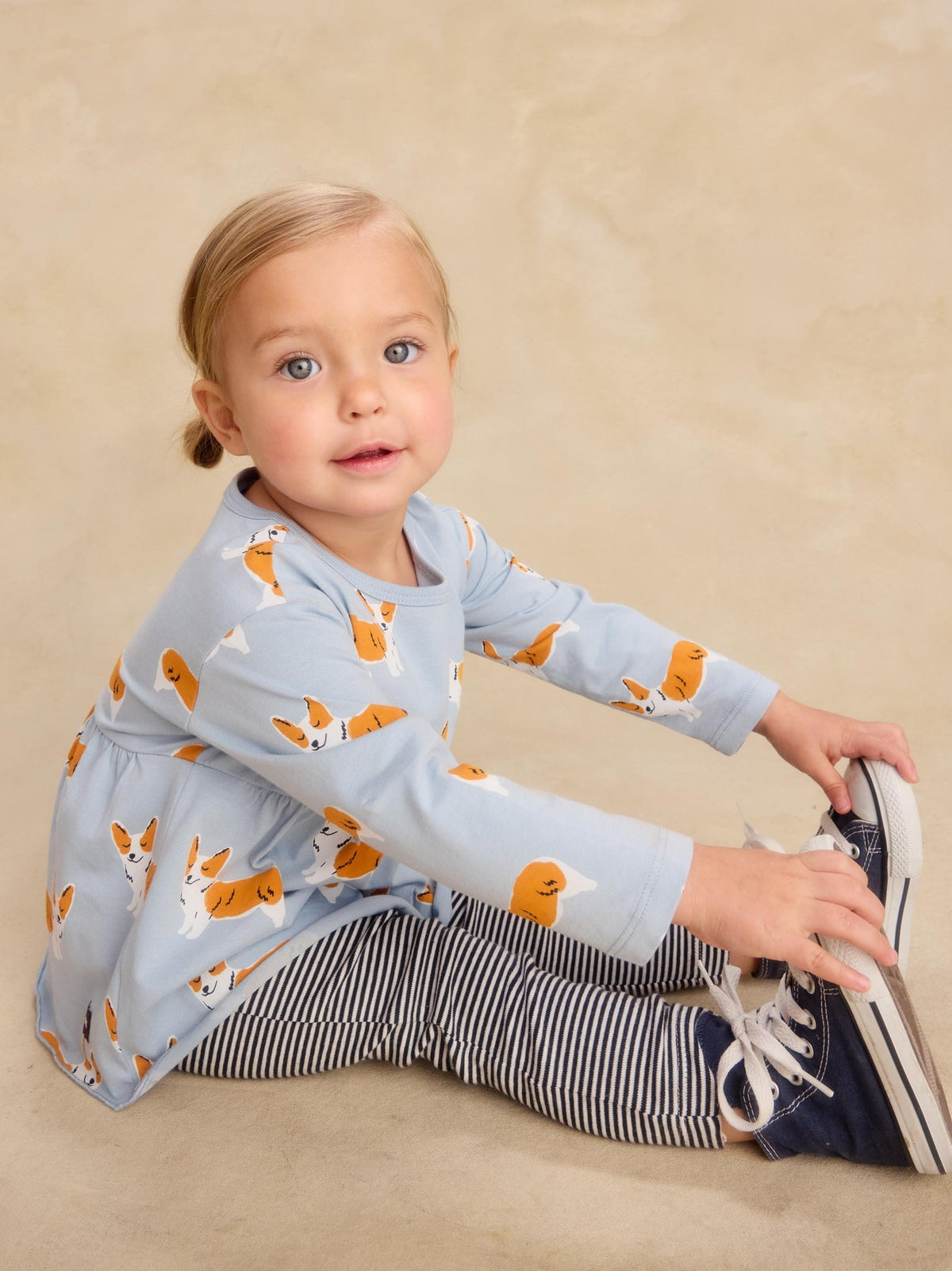 Peplum Two Piece Baby Set - Cutie Corgis by Tea Collection
