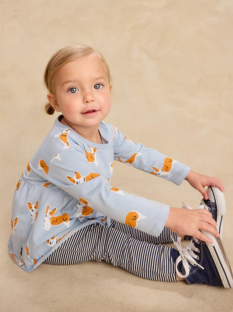 Peplum Two Piece Baby Set - Cutie Corgis by Tea Collection
