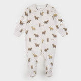 Highland Cow Print on Crème LunaKnit Sleeper by Petit Lem