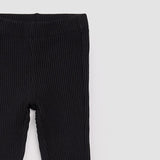 Black Flared Rib Leggings by Miles the Label