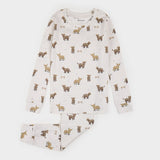 Highland Cow Print on Crème LunaKnit PJ Set by Petit Lem