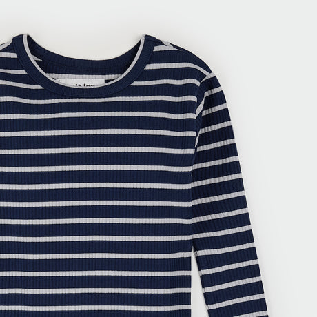 Indigo Striped Modal Rib PJ Set by Petit Lem