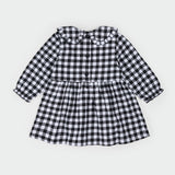 Black & White Tartan Flannel Dress Set by Petit Lem