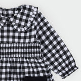 Black & White Tartan Flannel Dress Set by Petit Lem