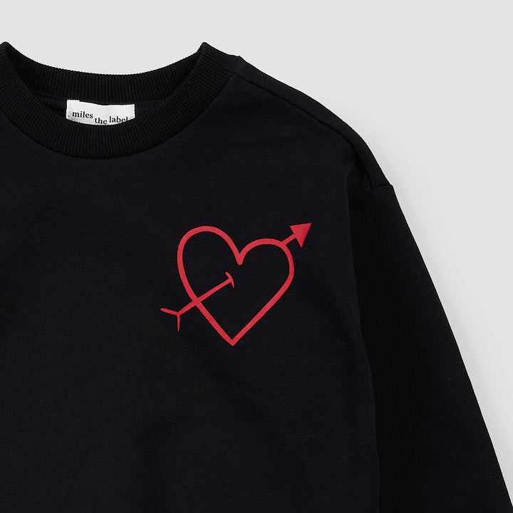 Heart Sketch on Black Sweatshirt by Miles the Label