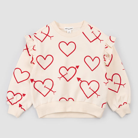 Heart Sketch on Creme Ruffled Sweatshirt by Miles the Label