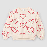 Heart Sketch on Creme Ruffled Sweatshirt by Miles the Label